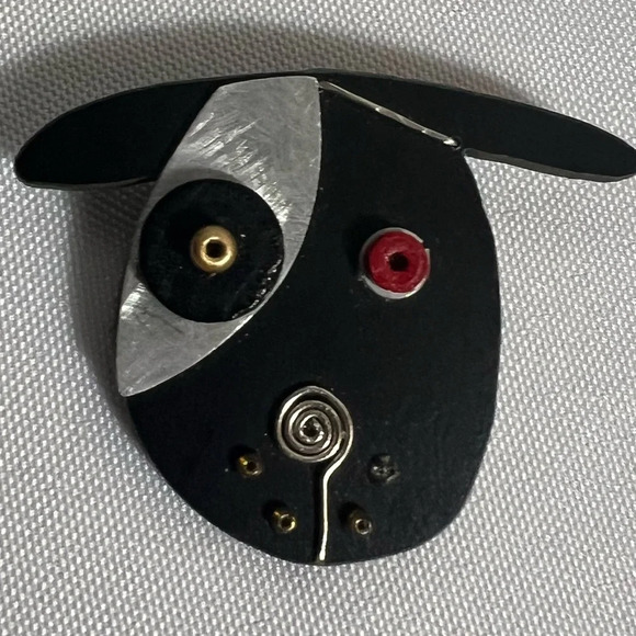 Unique Dog Pin Brooch Vintage Mutli Texture Piece - Picture 2 of 8